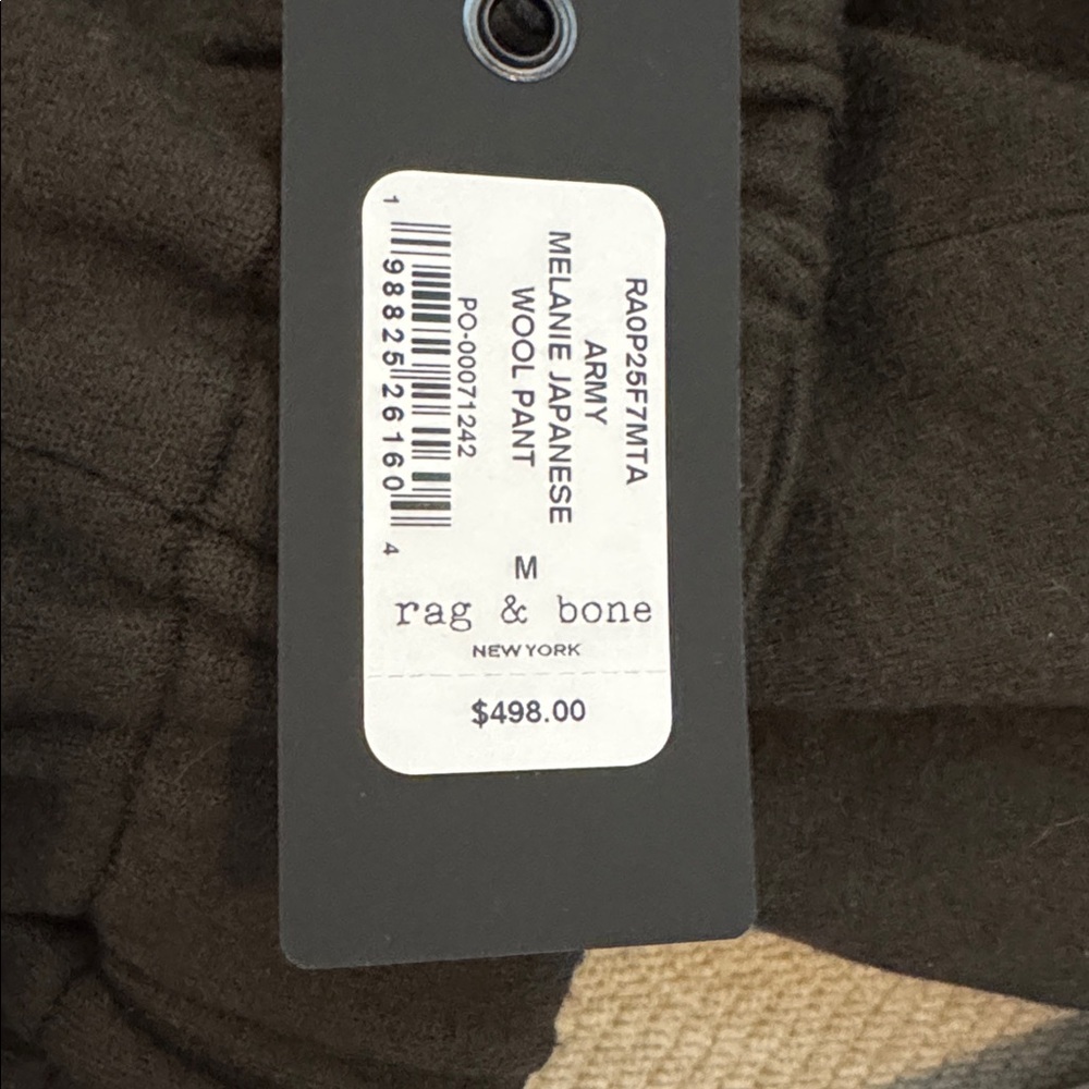 NWT Rag & Bone Melanie Japanese Wool Wide-Leg Olive Green Pants SZ M - Picture 7 of 7
